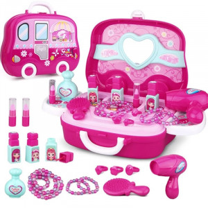 Set trusa de machiaj Fashion Girls de Jucarie cu accesorii, roz - Img 2