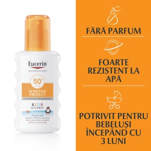 Spray de corp pentru copii SPF50+ Sun Sensitive Protect Eucerin, 200 ml
