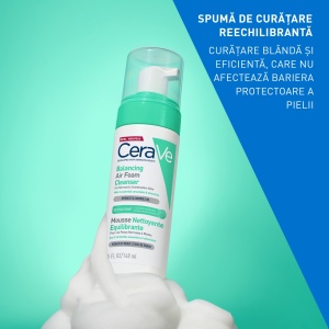 Spuma de curatare reechilibranta pentru ten normal si mixt Air Foam Cleanser Cerave, 148 ml