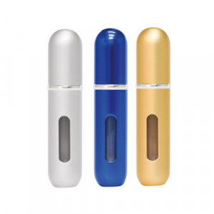 Sticluta reincarcabila cu atomizer Travel Classic 5 ml albastru gold silver