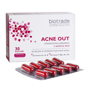 Supliment alimentar pentru ten gras cu tendinta acneica Biotrade Acne Out, 30 capsule
