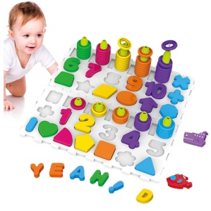 Tabla Cognitiva 2-in-1 pentru Copii - Forme Grafice si Numere, Joc Educativ pentru Dezvoltarea Abilitatilor Cognitive, 3+ Ani, 139 piese