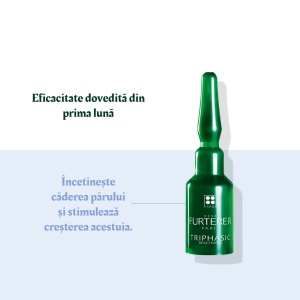 Set fiole anti-caderea parului 2 in 1 Triphasic Reactional, 12 fiole x 5 ml, Rene Furterer