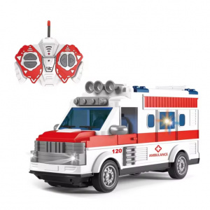 Ambulanta de jucarie cu telecomanda, efecte luminoase si sonore