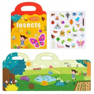 Carte Puzzle cu 34 stickere reutilizabile, Insecte