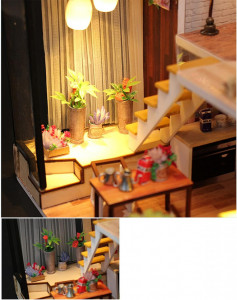 Casuta De Asamblat DIY in miniatura din lemn cu mobilier, Joc interactiv, educational - Img 5