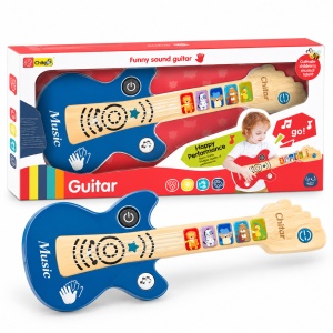 Chitara muzicala interactiva pentru copii, butoane tactile, lumini, melodii si sunete, albastru, 12 luni+ - Img 4