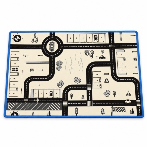 Covor de joaca reversibil 2 in 1, joc Ludo si traseu auto, 180 x 120 cm, 16 pioni, multicolor - Img 2