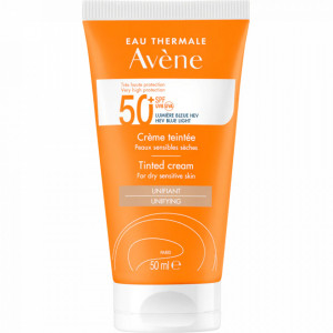 Crema de fata nuantatoare cu protectie solara pentru ten uscat si sensibil Avene SPF 50+ TRIASORB, 50 ml