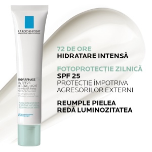 Crema hidratanta cu SPF 25 Hydraphase HA Legere, La Roche-Posay, 40 ml