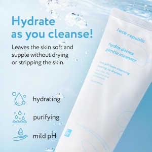 Gel de curatare delicat hidratant cu ceramide si acid hialuronic Face Republic, Hydro Derma Gentle Cleanser, 100 ml