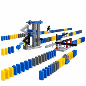 Joc de constructie Domino cu reactie in lant, 120 piese domino, mecanisme si bile, multicolor - Img 4