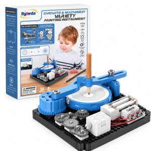 Joc educativ Byjarda, aparat de desen cu angrenaje si circuite electrice, 36 piese, 8 ani+ - Img 3