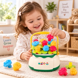 Joc educativ pentru bebelusi Cos cu flori colorate, 18 luni+ - Img 2
