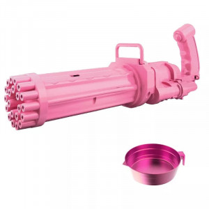 Jucarie Pistol de facut baloane de sapun - Gatling Bubble 21 Holes, roz