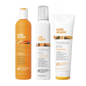 Kit pentru hidratare intensiva Milk Shake Moisture Plus Sampon 300 ml + Balsam 250 ml + Balsam spuma 200 ml - Img 2