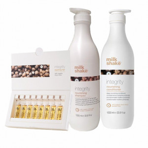 Kit pentru hidratare si reconstructie Milk Shake Integrity 1000 ml + Balsam 1000 ml + Tratament 8 x 12 ml - Img 2