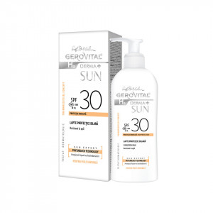 Lapte pentru protectie solara Gerovital H3 Derma+ Sun, cu SPF30, 150 ml