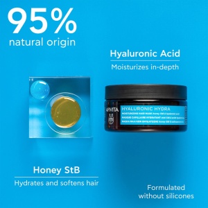 Masca de par hidratanta Apivita Hyaluronic Hydra, cu acid hialuronic si miere, 200ml