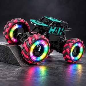 Masinuta off-road pentru cascadorii cu telecomanda pentru copii, Speer Metal No.6, tractiune 4x4 si roti luminoase, 6+ ani - Img 4