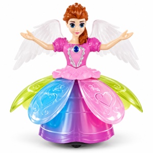 Papusa interactiva Angel Girl cu rotire, lumini si muzica, aripi si rochie multicolora, 18 luni+. - Img 5