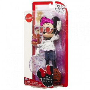 Papusa Minnie Mouse cu bentita cu flori fata