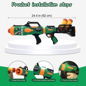 Pusca cu Proiectile din Spuma, Toy Rocket Gun – Blaster cu Aer Comprimat, pentru Copii