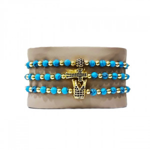 Set 3 bratari Infinity din otel inoxidabil si zirconiu, Unisex, gold - Img 3