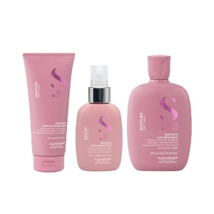 Set Alfaparf Semi di Lino Moisture – Balsam leave-in 200 ml + Fluid de descurcare 125 ml + Sampon nutritiv 250 ml