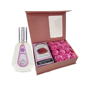 Set cadou Charmora Apa de Parfum cu Ard al Zaafaran Zahoor al Reef, si Cutie cu trandafiri