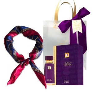 Set cadou French Avenue Cocoa Morado, Apa de Parfum, Unisex, 100 ml + esarfa satinata