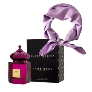 Set cadou Isolde cu Apa de Parfum Matin Martin Lady Roza, Femei, 100 ml si esarfa