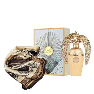 Set cadou Lattafa Afeef, Apa de Parfum, Unisex, 100 ml + esarfa satinata