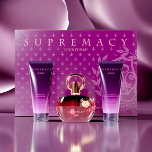 Set cadou Supremacy Purple Afnan, Apa de Parfum, Femei, 100 ml + Gel de dus 100 ml + Lotiune de corp 100 ml