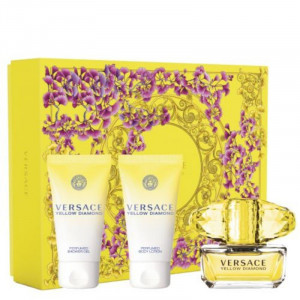 Set Cadou Versace Yellow Diamond, Femei, Apa de Toaleta 50 ml + Gel de dus, 50 ml + Lotiune de corp, 50 ml