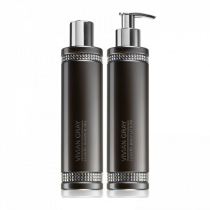 Set cadou Vivian Gray Crystals Gray , Unisex, Gel de dus, 250 ml + Lotiune de corp, 250 ml