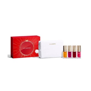 Set Clarins Radiant Lips Collection – Lip Comfort Oil pentru Buze 4 x 7 ml + Pouch Cosmetic