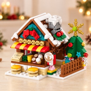 Set de constructie Cafenea de Craciun, cu brad si accesorii, 322 piese, 6 ani+