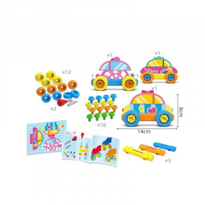 Set de constructie DIY, 3 masini Fashion 34 pcs