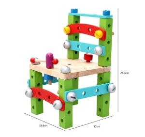 Set de Constructie Scaun din Lemn pentru Copii, Joc Educational si Creativ