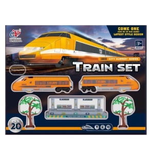 Set de Trenulet Electric cu 20 de Piese: Lumini, Sunete si Doua Locomotive