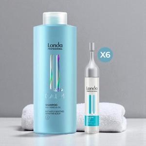 Set Londa Professional Calm – Sampon 1000ml + Ser 6x9ml pentru scalp sensibil cu efect calmant instant