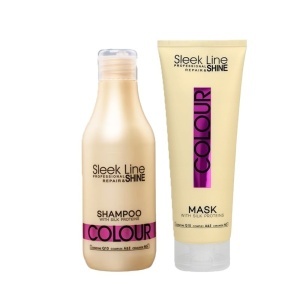 Set Sleek Line Colour – Sampon, 300 ml si masca cu proteine din matase pentru par vopsit, 250 ml
