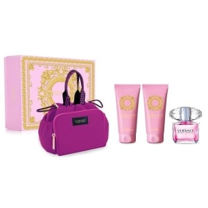 Set Versace Bright Crystal, 90 ml Apa de Toaleta + 100 ml Lotiune de Corp + 100 ml Gel de Dus + Geanta