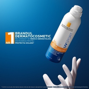 Spray invizibil de corp cu protectie solara SPF 50+ Anthelios UVSport, 200 ml, La Roche-Posay