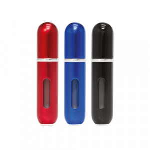 Sticluta reincarcabila cu atomizer Travel Classic 5 ml albastru rosu negru