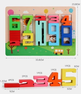 Tabla Educativa Montessori, Placa cu Numere din Lemn pentru Echilibru si Invatare