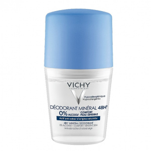 Vichy Deodorant roll-on mineral fără săruri de aluminiu 48h, 50 ml