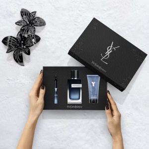Y Eau de Parfum Yves Saint Laurent, Barbati, Apa de Parfum, 100 ml + Gel de dus, 50 ml + Mini Apa de Parfum, 10 ml