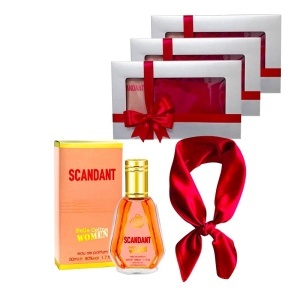 3 x Set Elysa – Parfum Fragrance World Scandant Belle Celine Women 50ml, Esarfa satinata rosie